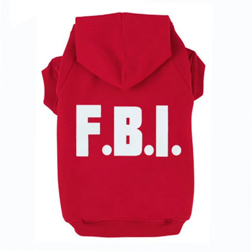 FBI Printed Pet Puppy Dog Clothes Hoodies Jumpers Tracksuits for Chihuahua Teacup Care and Large Dogs