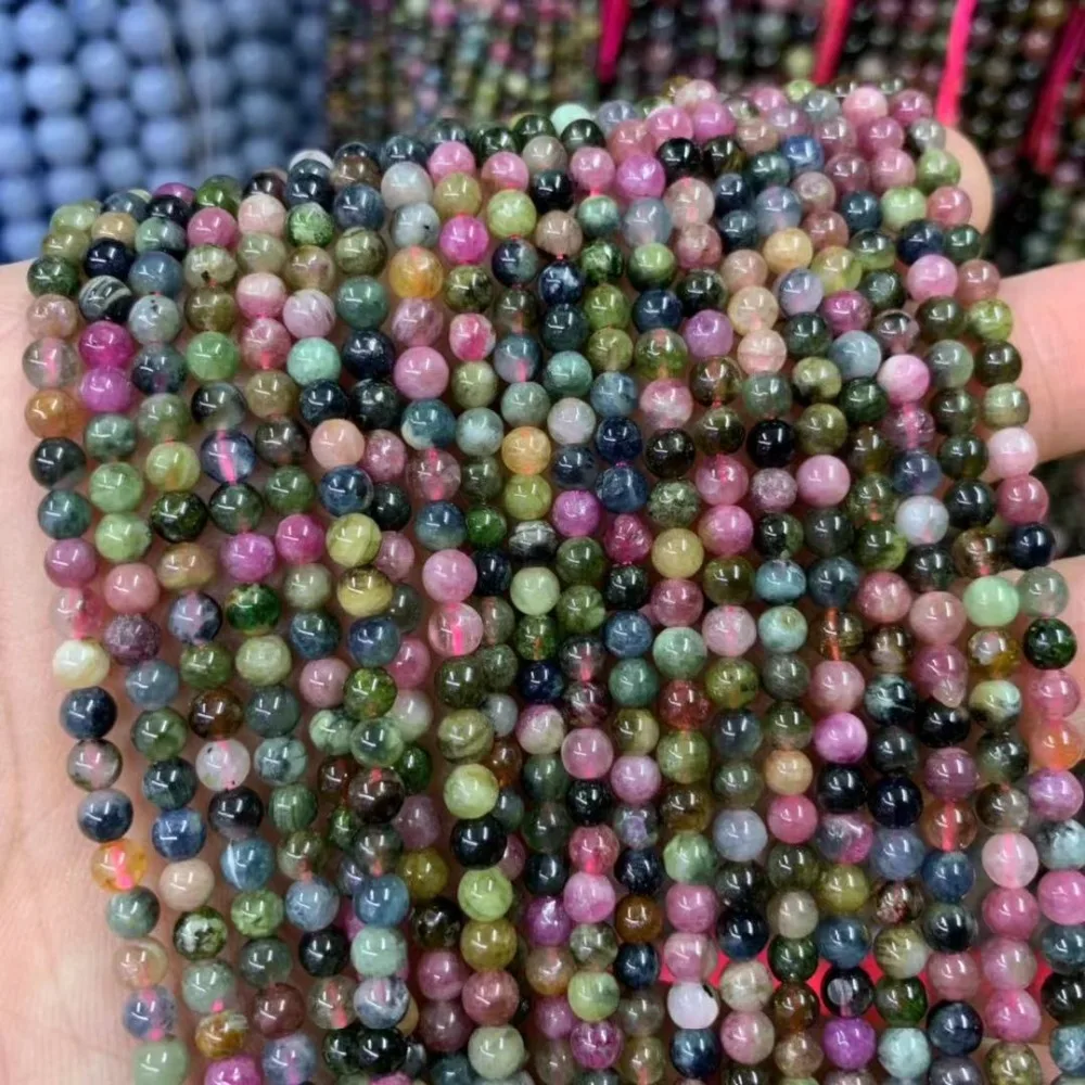 Mixed Color Natural Tourmaline Stone Natural Gemtone Diy Loose Beads For Jewelry Making Strand 15