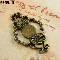 REGELIN 10pcs/lot Bracelet Blank Settings Cabochons Bases Bezel Trays 10mm Cabochon Cameo DIY Fashion Bracelet Connector Making