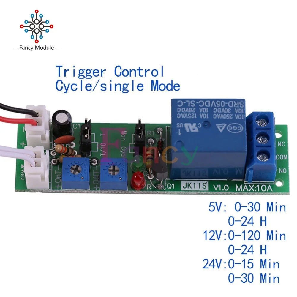 WS16 DC 12V Infinite Cycle Delay Timing Time Relay Timer Control ON-OFF Loop Switch Module Double Adjustable 0~120 Minutes