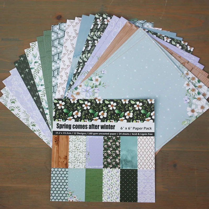 DIY Photo Album Scrapbooking Decorative Papers  Sping comes 6inch    24 pcs/Set