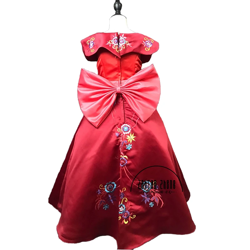 Princess Elena Cosplay Costume Red Top Embroidery Princess Kid Dress Halloween Costume For Children Custom Made