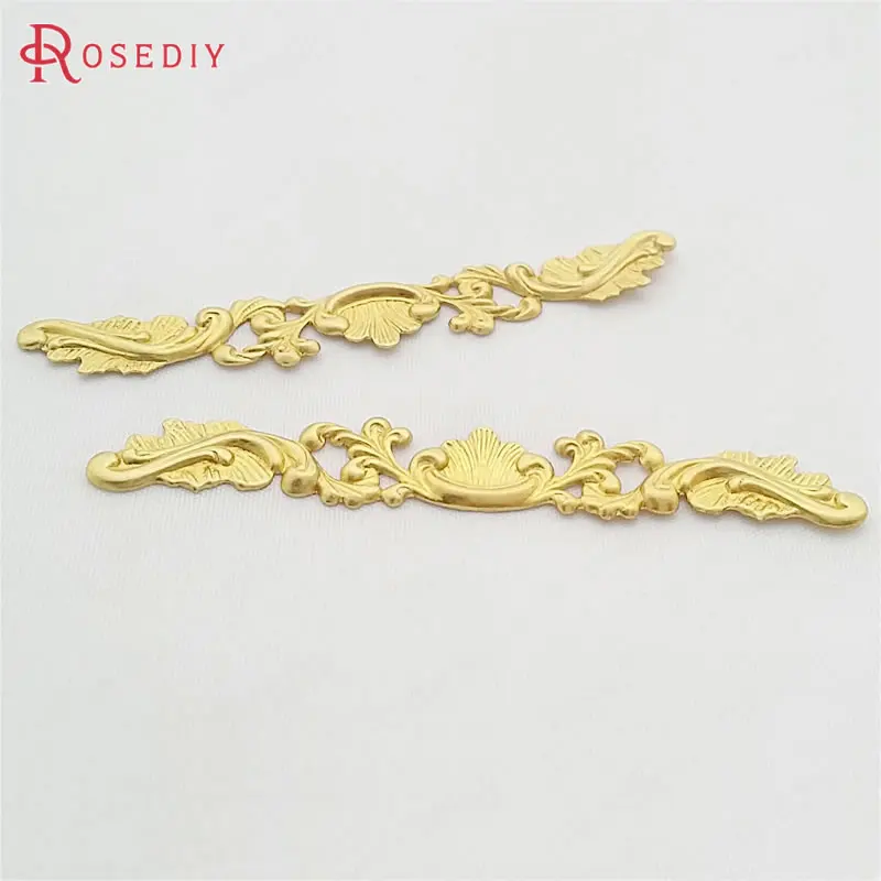 (30312-G)20PCS 75x11MM Not plated color Brass Decorative Spacer Stereo Flower Border Diy Jewelry Findings Accessories Wholesale