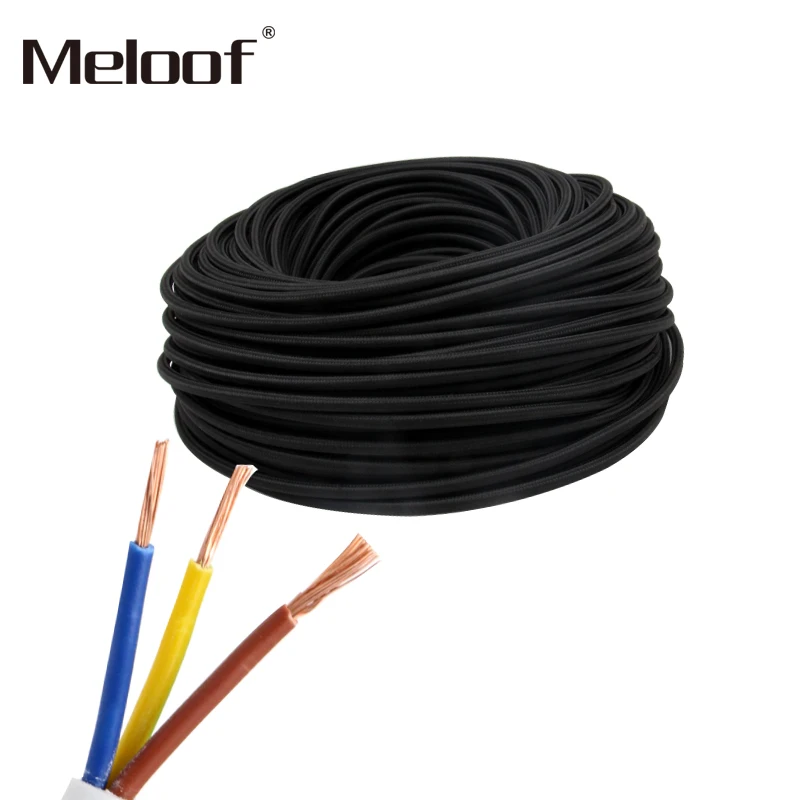 New 3 Core 0.75mm2 Fabric Cloth Covered Cable Vintage Light Cord 3 Wire Electrical Wire Textile Flexible Power Cord