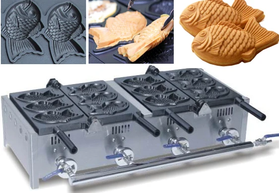 

Double head electric taiyaki waffle machine_ Ice Cream Big Mouth Fish Waffle Taiyaki Baker