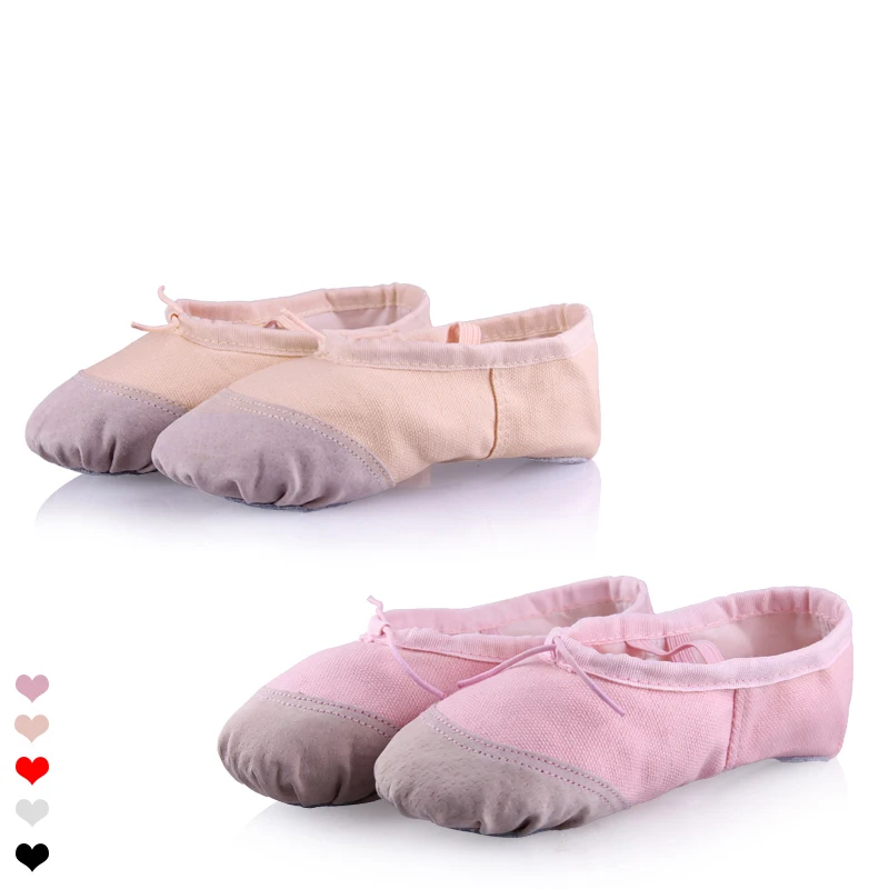 Yoga Gym Flat Slippers Canvas Cloth/Leather Head Ballet Dance Shoes For Girl Adult Teacher Ballerina Practice Dance Shoes 1 pair