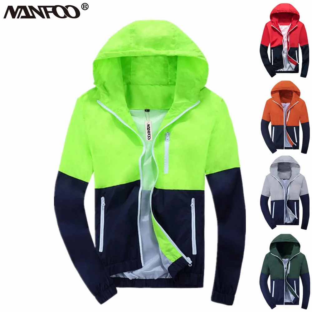 Spring Autumn Waterproof Cycling Hooded Jacket Breathable Riding Windbreaker Outdoor Quick-Drying Hiking Climbing Jacket Coat