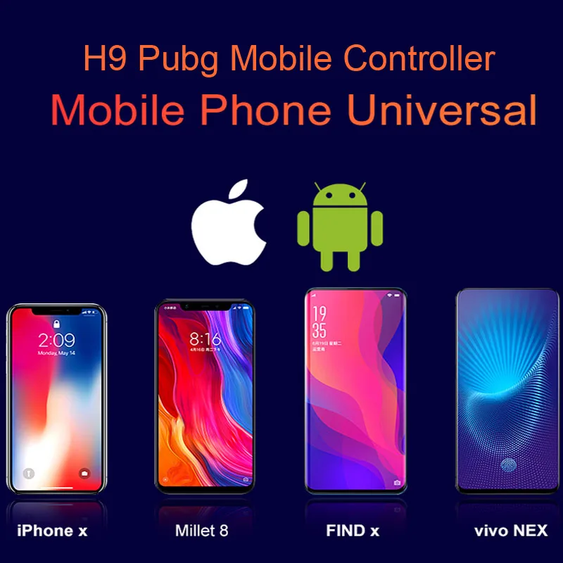 H9 ستة إصبع Pubg تحكم غمبد المقود Pubg المحمول الزناد L1R1 مطلق النار المقود لوحة ألعاب حامل هاتف مع المشجعين برودة