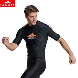 Sbart-Uomo Surf Rash Guards Manica corta Muta da sub Anti-UV Nuoto Surf Snorkeling Spiaggia Costume da bagno Maschile T-shirt ad asciugatura rapida