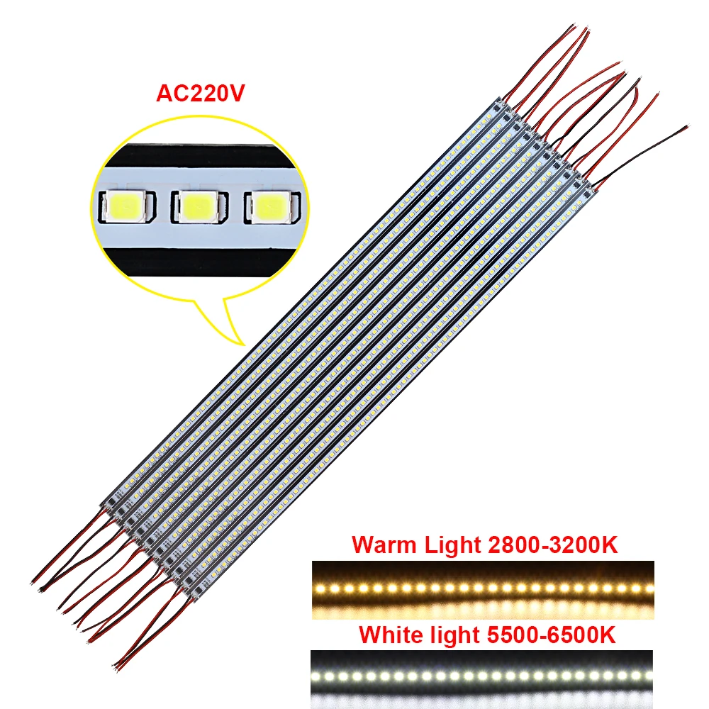 LED Bar Light AC220V Led strip profiel 50cm 72LEDs 2835 LED Rigid Strip LED Fluorescent Tubes Under Cabine