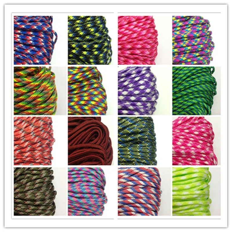 550 Paracord Parachute Cord Lanyard Tent Rope Guyline Mil Spec Type III 7 Strand 25FT For Hiking Camping 215 Colors