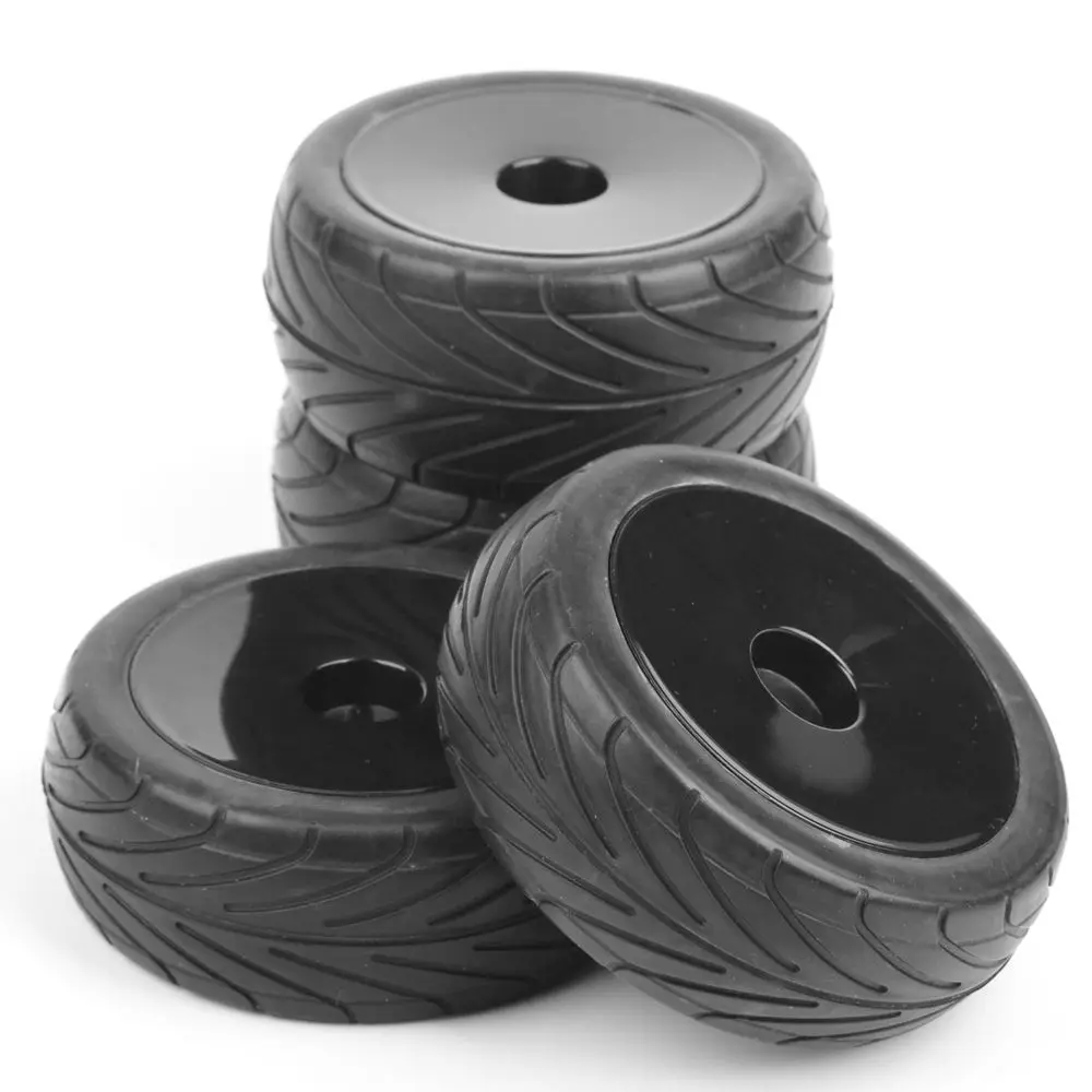 25026+27007 1:10 Scale Ruber Tires and Wheel Rims with 6mm Offset fit RC On-Road Buggy Car Model Toys Accessories