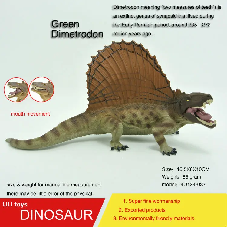 Hot toys figure Jurassic Green Dimetrodon  Plastic Dinosaur Toys Model Action Figures Boys Gift toys for children