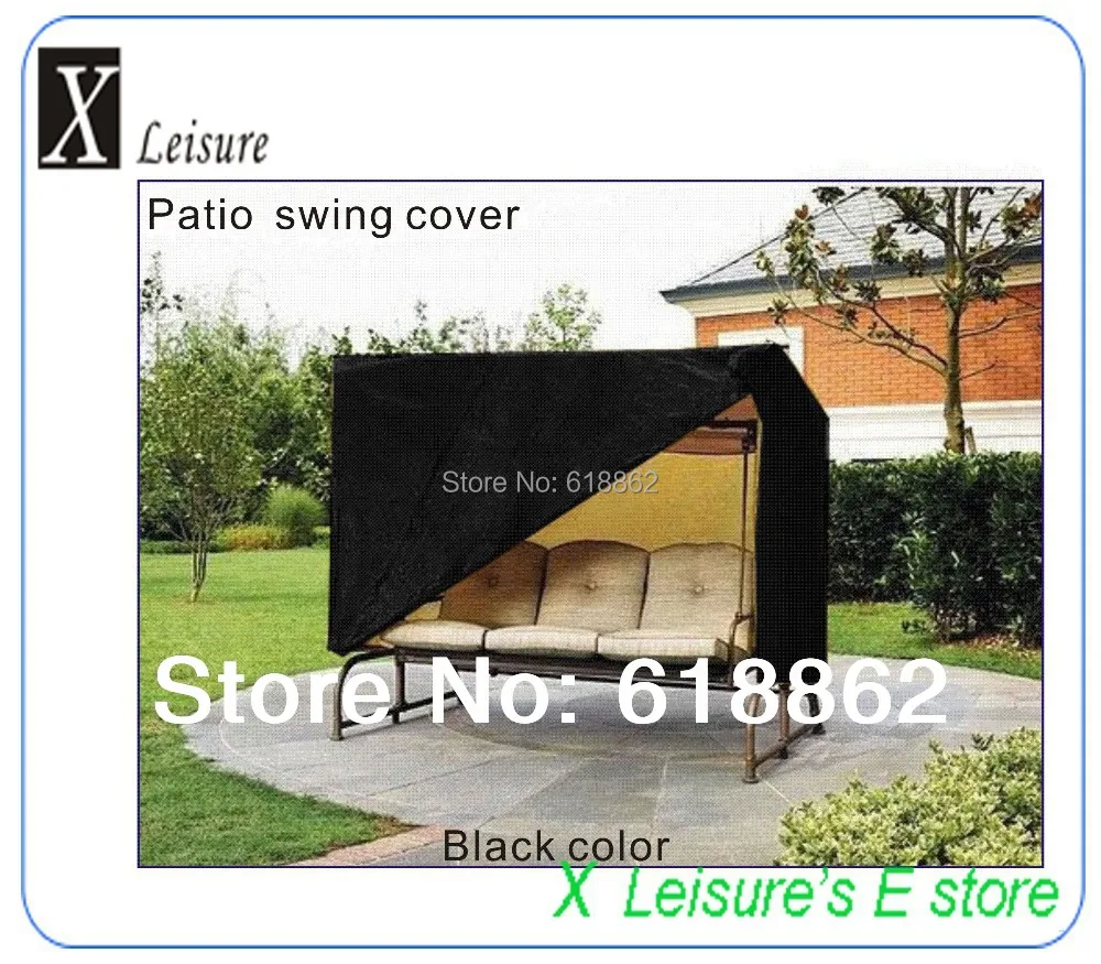 Patio swing chair protective cover zipper closure,Water/UV/dust-proofed,Black 220X165X165CM,3 seater garden furniture set cover