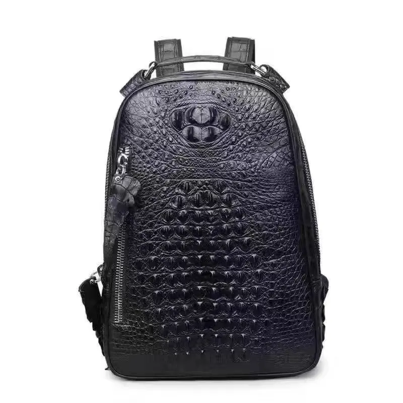 Luxury Alligator Skin กระเป๋าธุรกิจผู้ชายสีดําจระเข้แท้กระเป๋าเอกสารกระเป๋าแล็ปท็อปสําหรับนักธุรกิจกระเป๋าเป้สะพายหลัง