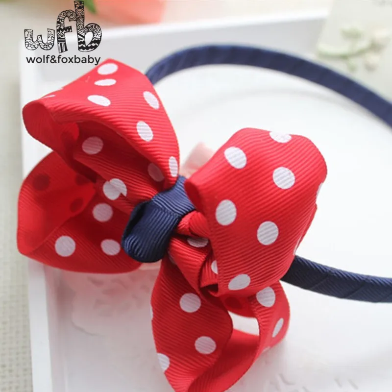 5pcs/lot Kids Cute rib fabric printing floral flower dot bowknot Hair Accessaries hairclasp hairwear 2014 new