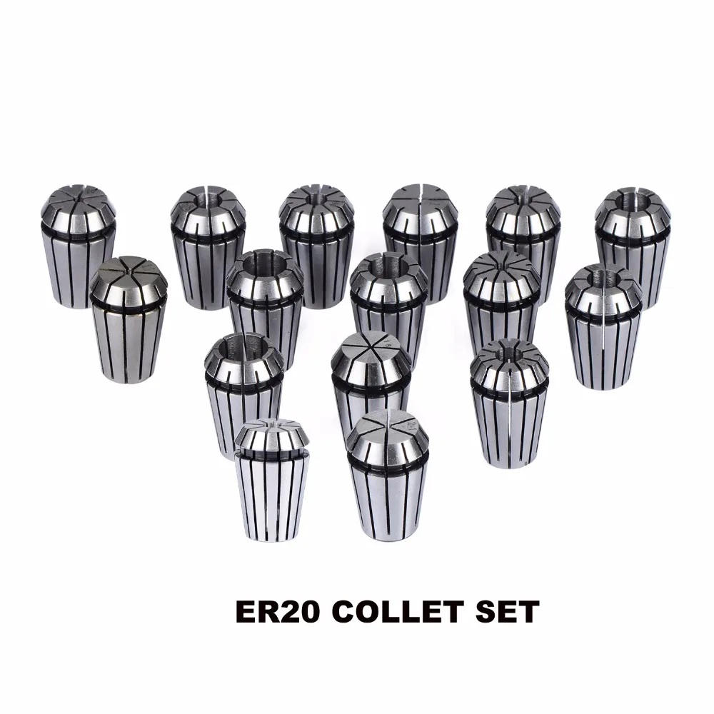 

16pcs ER20 Accuracy 0.02mm Spring Collet Set with 1pc ER20-A nut For CNC milling lathe tool Engraving machine Free Shipping