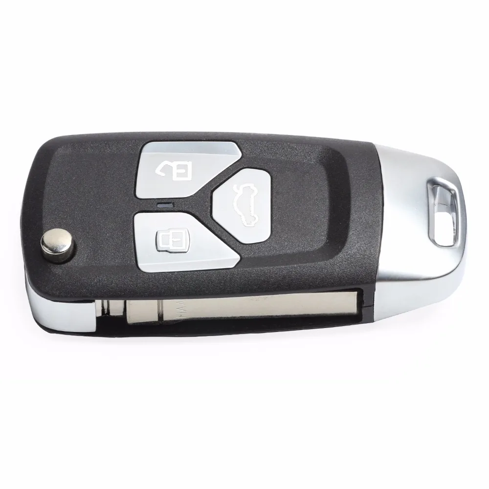 Keyecu ulepszona etui z klapką pilot z kluczykiem samochodowym 3 przyciski 434MHz ID48 dla Audi A1 TT R8 Q3 2009 2010 2011 2012 2013 2014 8X0 837