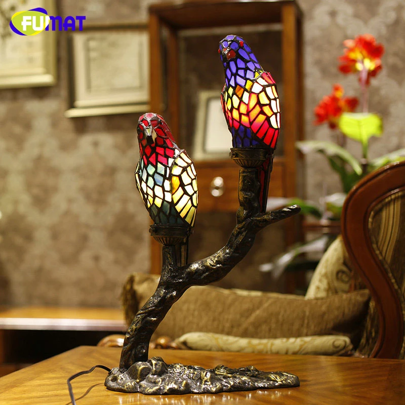 FUMAT Vintage Table Lamp Parrots Birds Lamp Creative Animal LED Light for Living Room Bedroom Restaurant LED Table Lights