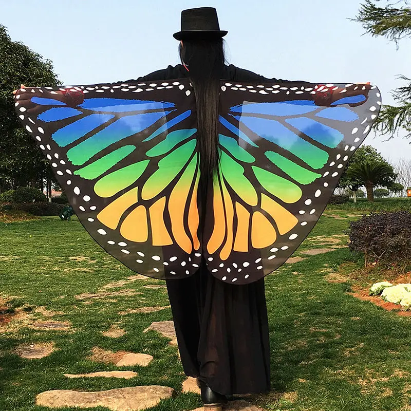 Wholesale 13 Colors Women Scarf Pashmina Butterfly Wing Cape Peacock Shawl Wrap Gifts Cute Novelty Print Scarves Pashminas