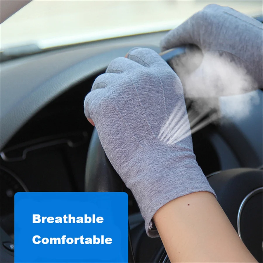 Men Women Sun Protection Gloves Half Finger Spring Summer Section Driving Non-Slip Cotton Cloth Half Fingerless Gloves SZ109N