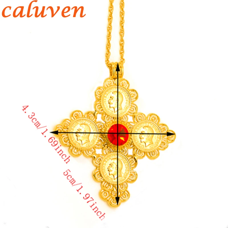 Ethiopian Cross Coin Pendant Necklace Gold Color Eritrea Great Gift Wedding Jewelry Africa Coins/Arabia Item