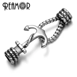 REAMOR 5mm Hole Size 316L Stainless steel Anchor Clasp Hook Connector For Round Leather Cord Men Women Bracelet Jewelry Findings