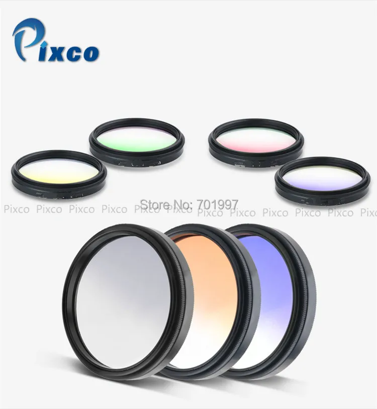 Pixco 55mm grau azul ou amarelo, ou cinza ou vermelho filtro de lente, acessórios de câmera para canon nikon lentes de câmera