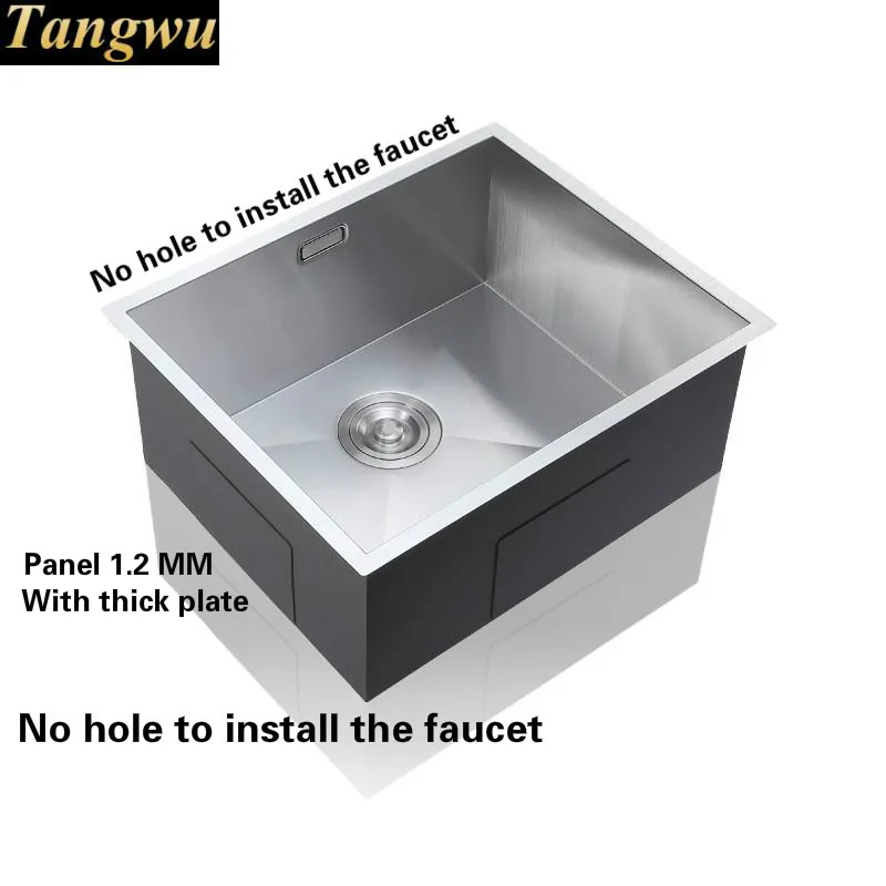 Tangwu High quality manual single slot 304 stainless steel kitchen sink with thick plate 42x33/72x43x22 CM