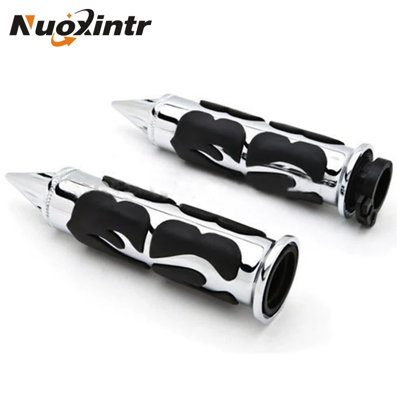 

Nuoxintr 25mm Chrome Black Sharp Motorcycle Handle Bar Hand Grips for Harley Honda Shadow VT VTX1300 1800 Yamaha Suzuki Kawasaki