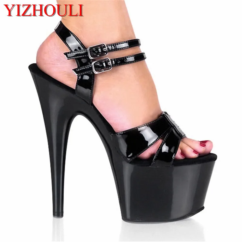 

17cm Women High Square Heel Platform Summer Punk Shoes 7 Inch High Heel Fashionable Platform Pole Dancing Shoes