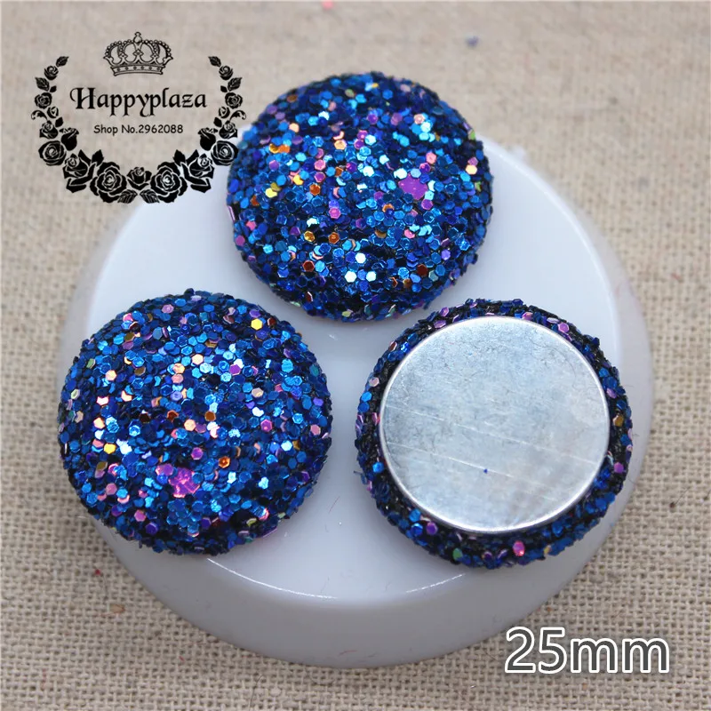 10pcs 25mm Glitter Sequins Fabric Covered Round Buttons Home Garden Flatback Cabochon Crafts Scrapbooking DIY