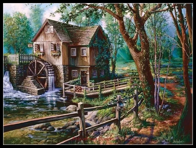Embroidery Counted Cross Stitch Kits Needlework - Crafts 14 ct DMC Color DIY Arts Handmade Decor - Mill in Morning