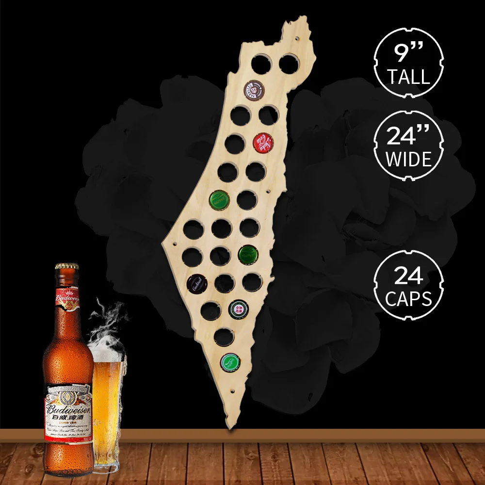 Israel Beer Cap Map Christmas Gifts Beer Soda Bottle Cap Map Patriotic Cap Holder Wine Cap Display Home Decoration Accessories