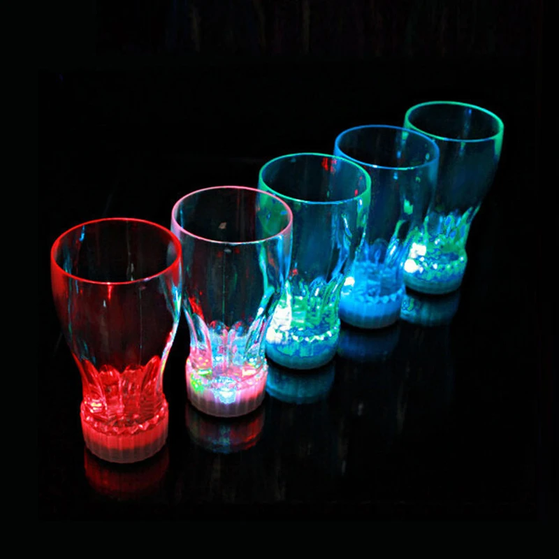 20PCS New attractive Bar Party Decoration led glowing party glasses,plastic flashing cola drink party lights cup with battery