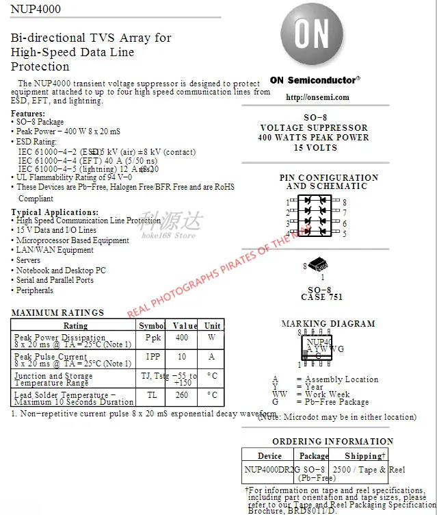 10 piezas, NUP4000DR2G, NUP4000, NUP40, SOP8, en Stock