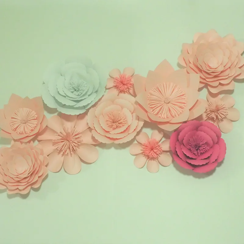 Baby Pink 11PCS SET Giant Paper Flowers For Wedding Backdrop Baby Nursery Fashion Shops Decoration