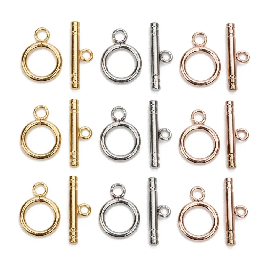 4 Sets Stainless Steel OT Button Rod 3mm Long 22mm Round Wire Diameter 2mm Outer Diameter 13mm Steel/Gold/Rose Gold Color Bail