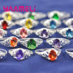 Wholesale Rings for Women Men 925 Sterling Silver with Mixed Cubic Zircon Oval CZ Stone Jewelry Gifts 10PCS Lot