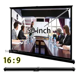 Mini pantalla de proyección de fácil apertura, pantalla de proyector 3D Ultra HD de 50 pulgadas, 16x9, para reunión comercial