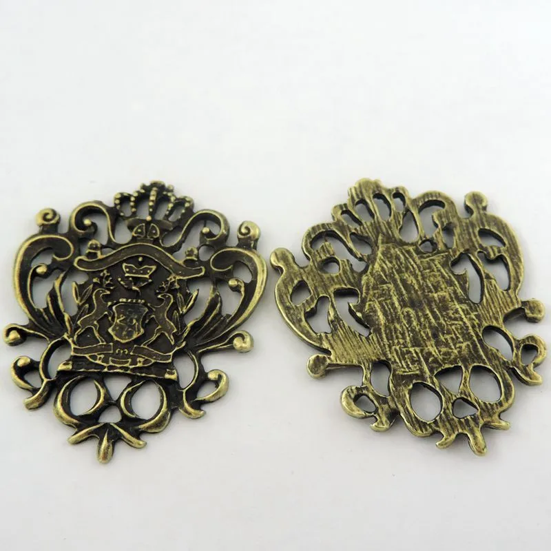 European Style 4PCS Antique Bronze Tone Zinc Alloy Made Unique Designed Badge Charms Necklace Jewelry Making Pendant Finding