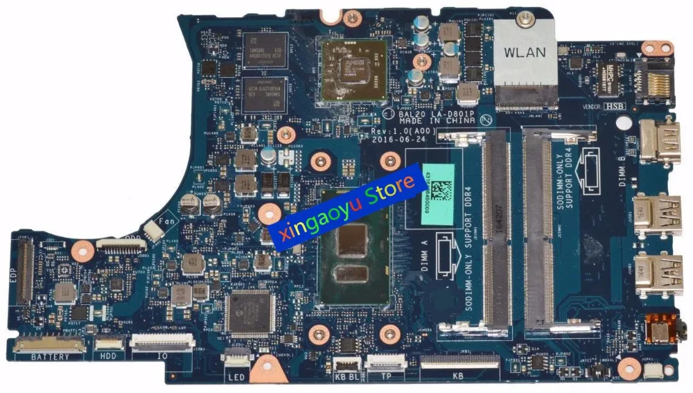 CN-0KFWK9 0KFWK9 KFWK9 For DELL 5567 5767 Laptop Motherboard With i7-7500u BAL20 LA-D801P DDR4 100% Tested ok