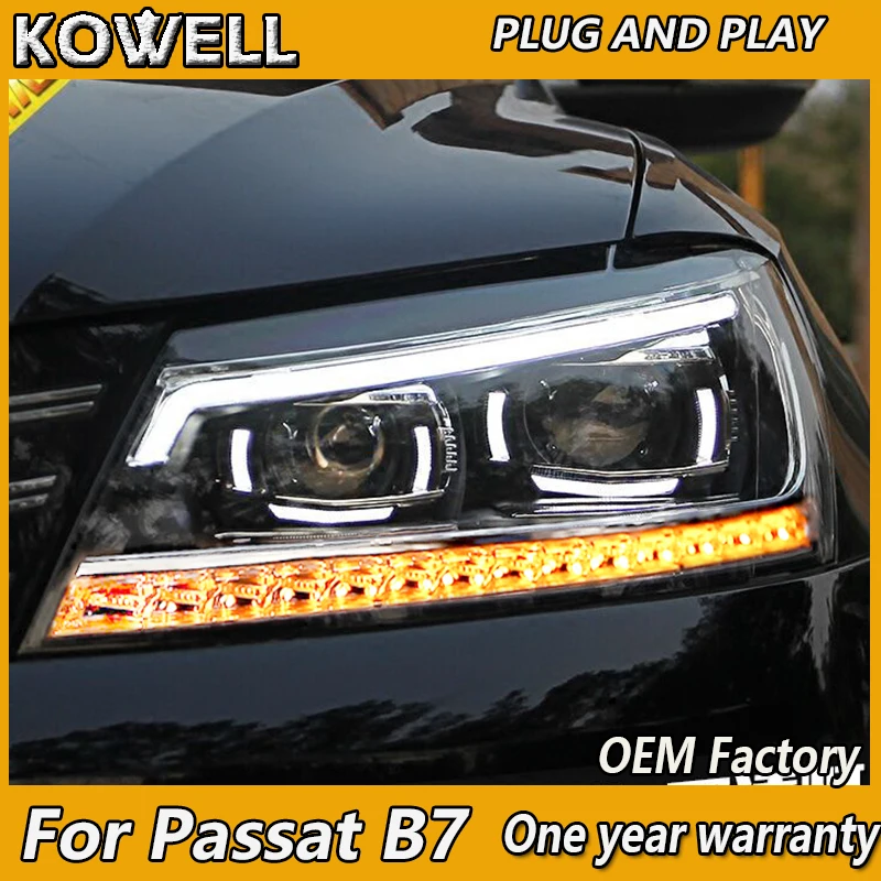 KOWELL Car Styling for VW Passat B7 Headlights 2011-2015 Passat CC Head Lamps America DRL Turn Signal Low High Beam Projector Le