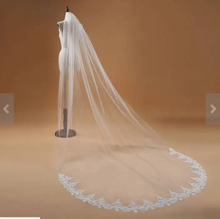 High quality lace veil wddding bridal veil lace cathedral veils white ivory &comb