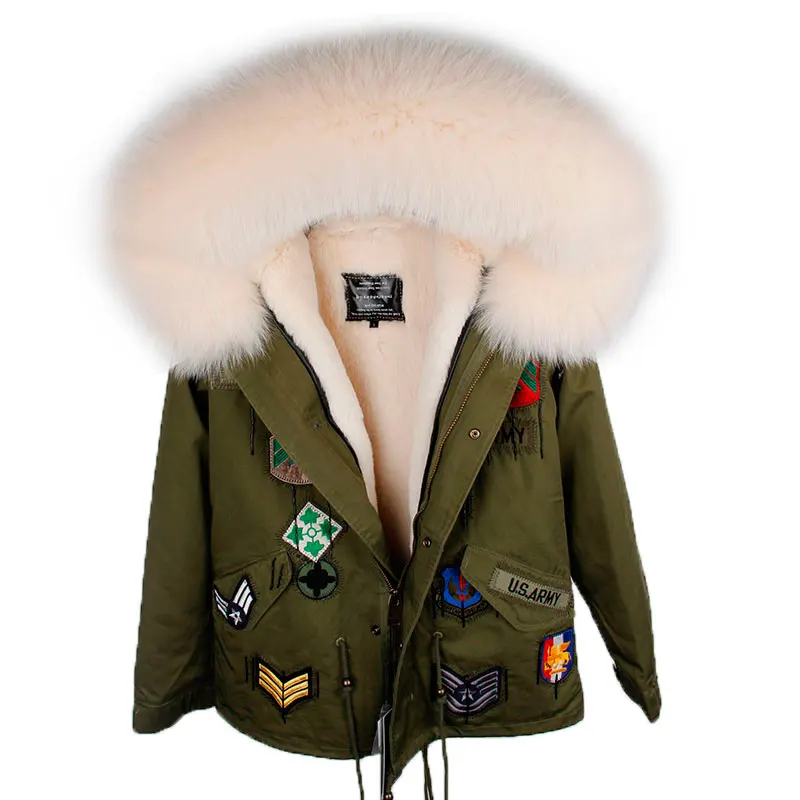 

2022 new Short the faux fur Liner big fox fur collar Thick Warm loose Detachable version of cotton jacket women