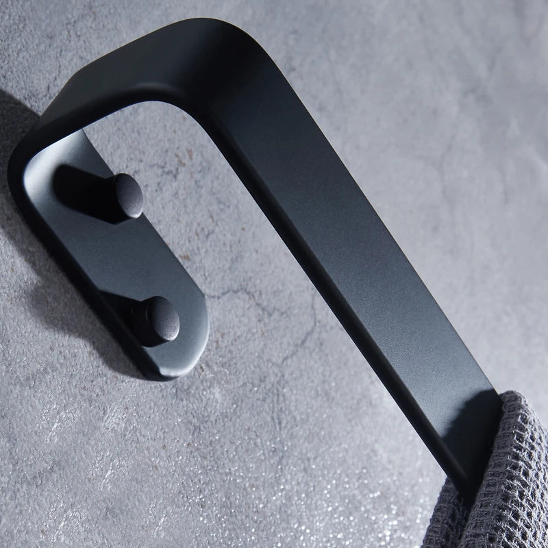 Square Towel Bar Black Space Aluminum Wall Mounted Washroom Single Towel Rack Hanging Holder Accessories Bathroom Towel Holder