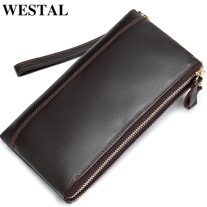 

WESTAL Men's Wallet Genuine Leather Male Clutches Wallet Long Phone portomonee Purse for Men Money Bag Slim Wallets for Cards