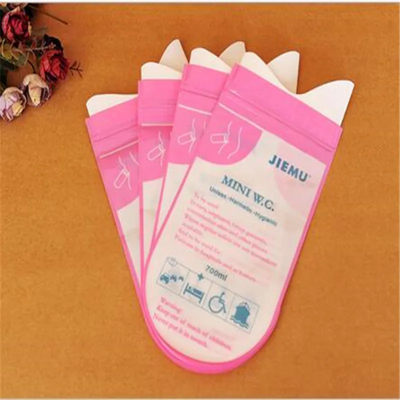 4pcs/lot Pink Disposable 700CC Portable Urine Storage Bag Bags Outdoor Travel Emergency Toilet For Unisex