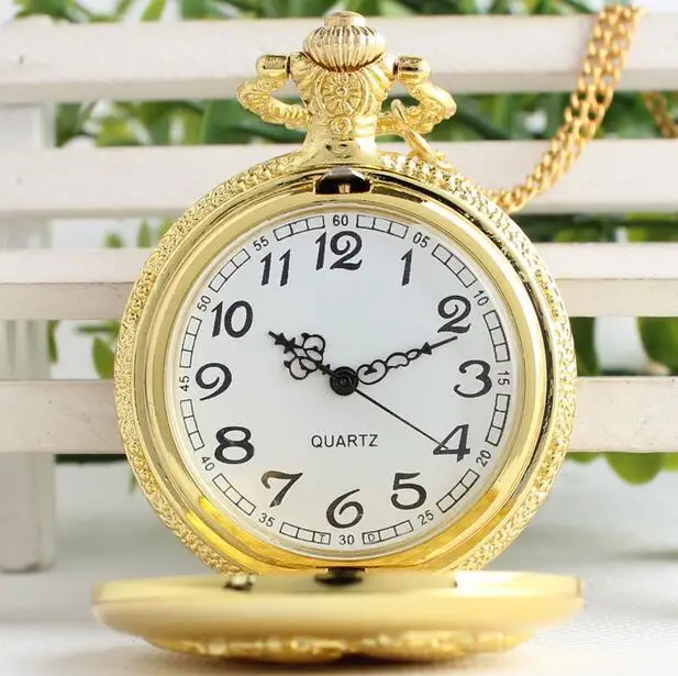 golden Smooth sailing antique woman and men collection Good quality gift pockte watch and fob chain gift PO6215