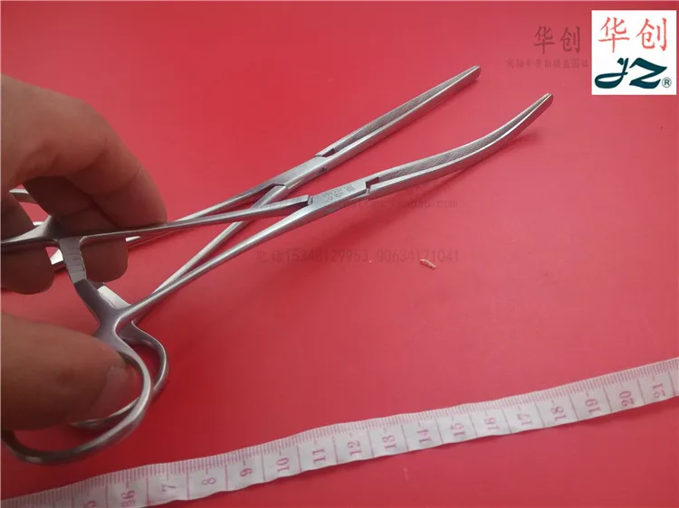 Medical 304 stainless steel 25cm intestinal forceps straight curved pliers Celiac surgical instrument Dog Cutting ear hemostasis